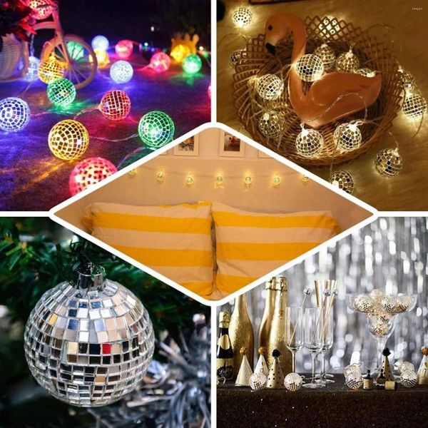 Saiten Led Spiegel Lichterketten Outdoor 10 Kristallkugel Wasserdichte USB Batterie Terrasse Licht Für Weihnachten Garten Party Decor