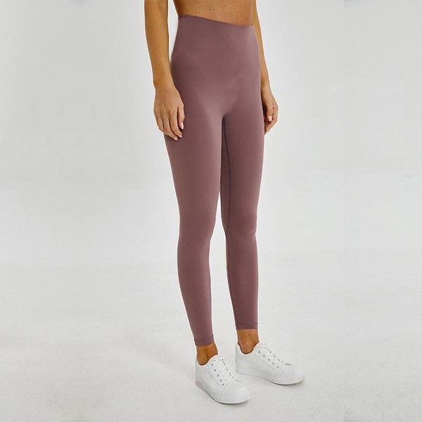 5xei lycra tessuto di colore solido donna pantaloni yoga pantaloni da sport in vita alta indossano leggings elastico lady lady outdoor sports pantaloni