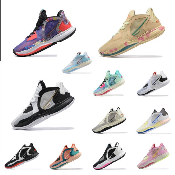 Womens Kyrie low 5 basketball shoes for youth kids boys Jewell Loyd Purple N7 Brown Tan Pink Aqua Community Graffiti Black White Gold sneakers tennsi with box