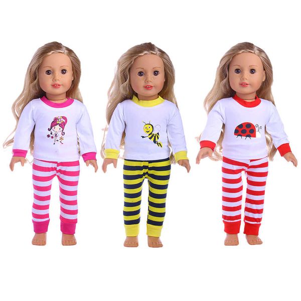 Commercio all'ingrosso di 3 stili di moda set pigiami vestiti e accessori bambola da ragazza americana da 18 pollici