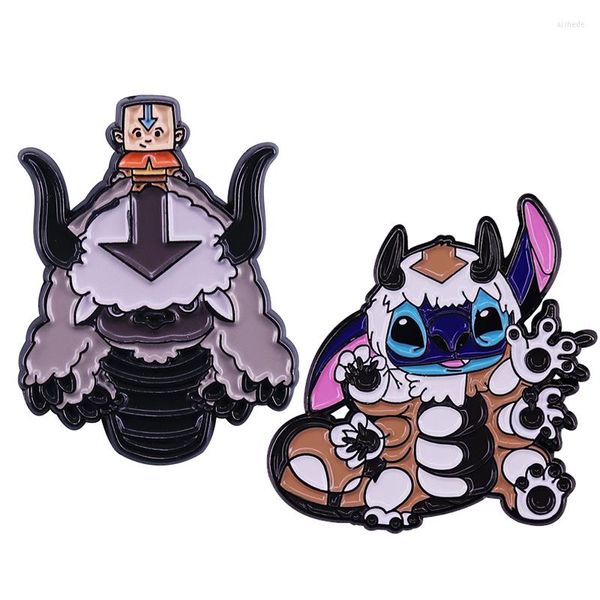 Broschen Blaue Alien Baby Appa Aang Emaille Pin Avatar The Last Airbender Cartoon Mashup Brosche Abzeichen