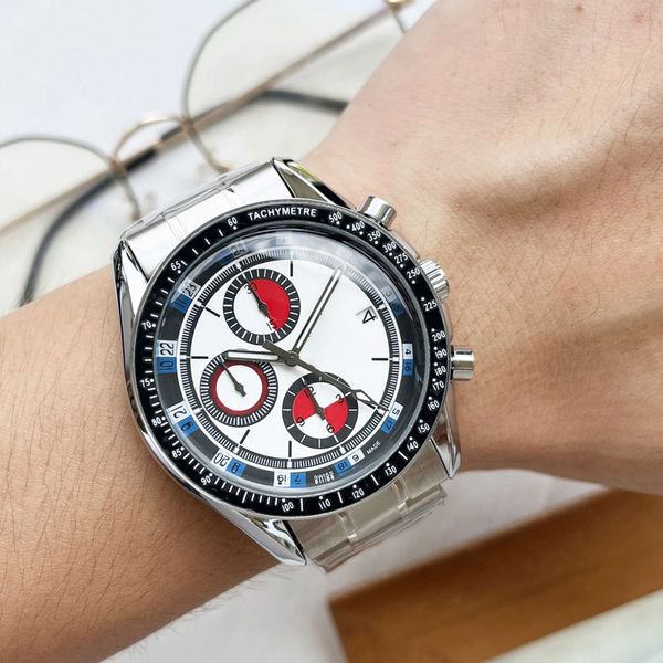 Relógio de quartzo de luxo masculino casual moda seis pinos digital multi-função à prova dwaterproof água calendário relógios banda de aço