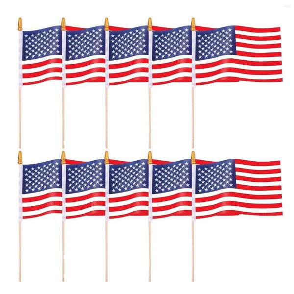 Decoração de festa 10pcs mini bandeiras americanas pequenas nos EUA duráveis, com um dos melhores criativos para o jardim doméstico