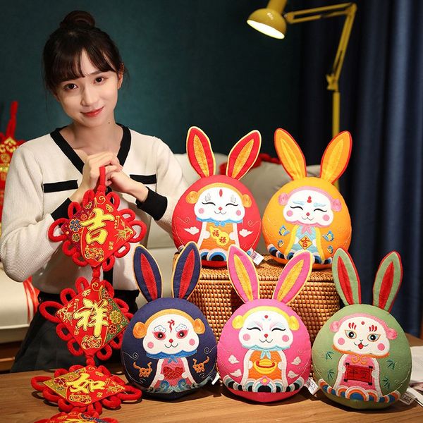 2023 Çin Zodyak Fortuna Tavşan Yeni Yıl Tang Takım Sevimli Bunny Ev Dekor Doldurulmuş Oyuncak Yaratıcı Süs Çocuklar İçin Özel Hediye