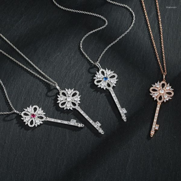 Цепи роскошные украшения китайский узел ожерелье с ключом 925 стерлинговое серебряное классическое простая мода для женской вечеринки праздничные подарки