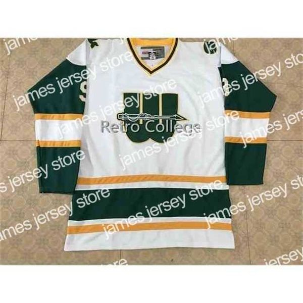 O hóquei da faculdade usa Nik1 #9 Gordie Howe WHA New England Whalers Retro Hockey Jersey Mens Bordado costume personalizar qualquer número e nomes