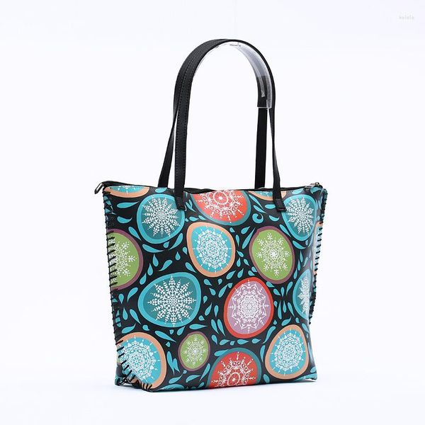Bolsas de noite de estilo nacional feminino Pu couro de couro bolsa de compras mamãe feminina de armazenamento artesanal