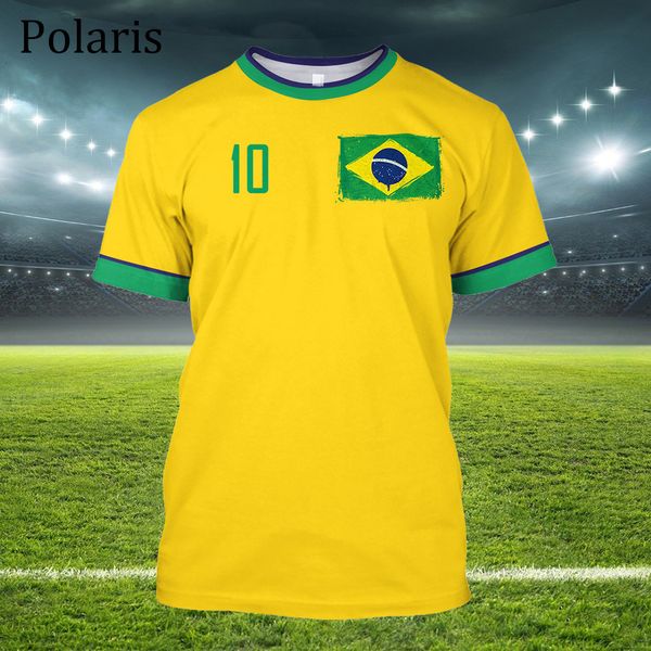 Camisetas ao ar livre Brasil Jersey Soccer Flag T Shirt Brasil National Emblema Tees Roupas de time de futebol 2223 221124