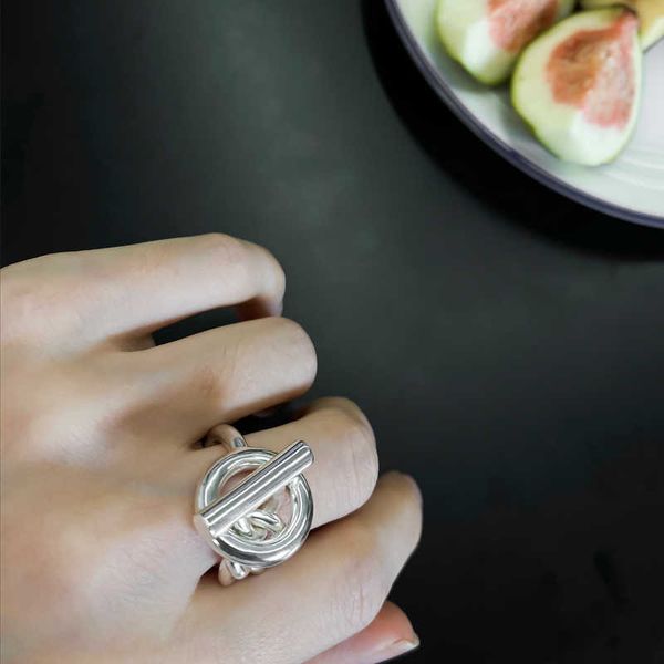 Ringas de banda Croisette Europeias e Americanas S925 Sterling Silver Chain Ring Style Cold Ins Light Luxury High Sense Ring Trend feminino