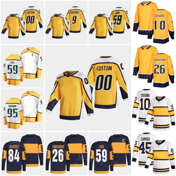 Erkekler Hockey'Nhl'''Sstadium Serisi 95 Matt Duchene Jersey 9 Filip Forsberg 59 Roman Josi 84 Tanner Jeannot 26 Philip Tomasino 45 Alexandre