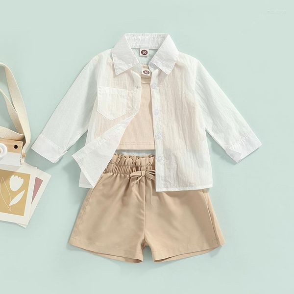 Наборы одежды для малыша девочка мальчик 3 пьеса летние повседневные наряды с длинным рукавом чистые рубашки майки набор шорт