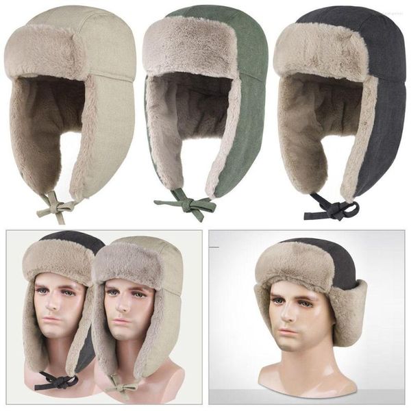 Berretti Trapper Earflap Bonnet Warm Antivento Snow Caps Winter Hat Russian Ushanka Bomber