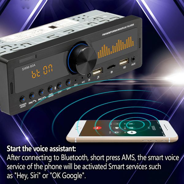 Xin My SWM-80A Bluetooth Autoradio Car Stereo Radio FM Ingresso Aux Ricevitore SD USB 12V In-dash 1 Din Car MP3 Multimedia Player Vivavoce