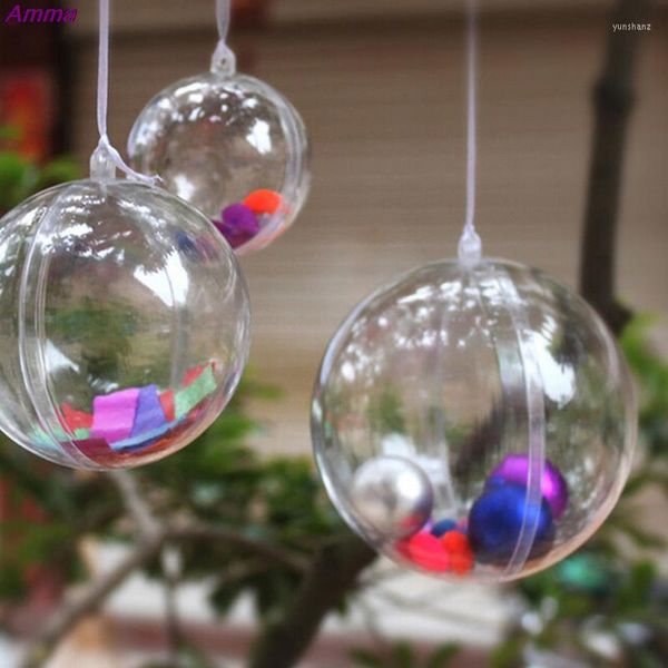 Decorações de Natal 1pc Plástico Clear Bauble Ornament Ball Ball transparente Presente aberto Ano da caixa presente