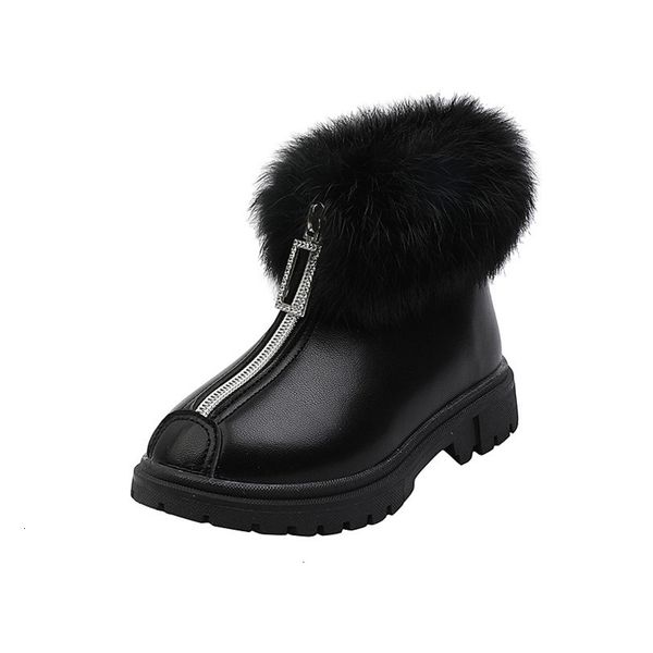 Botas crianças unissex sólidas peludas para meninos meninas estilo coreano Inverno crianças calmas moda moda neve baixo salto sem lip 221125