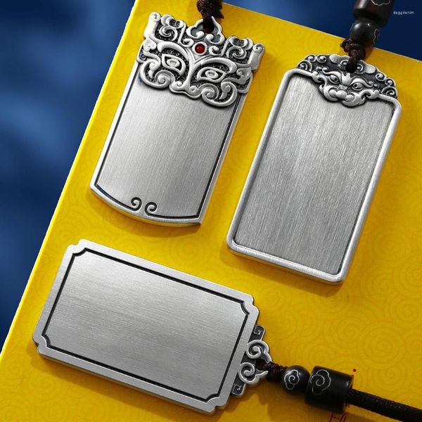 Подвесные ожерелья S7 Ретро -прожорливое узоры Lion Pixiu Blank Card Men's Древнее закон благоприятный облако женский этнический стиль украшения