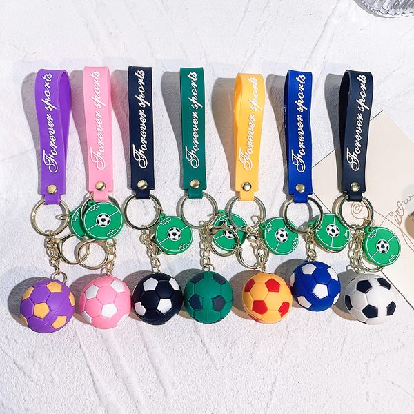 Simulação Bolsa de futebol Key Rings Rings Felanos PVC Round Ball Pingente Keyrings Charms Jóias Chaves de Kicchains Soccer Sport Sport Gifts para fãs