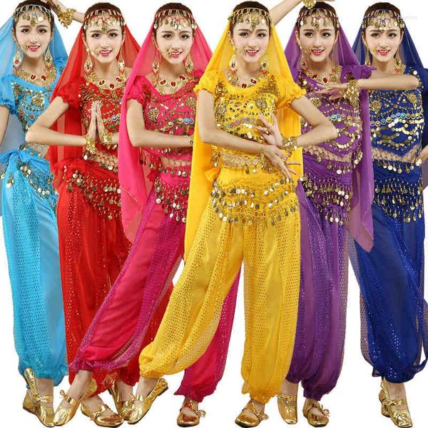Bühnenkleidung 4-teiliges Set Sexy Indien Ägypten Bauchtanzkostüme Bollywood Kleid Bauchtanz Damen Tanzkleidung