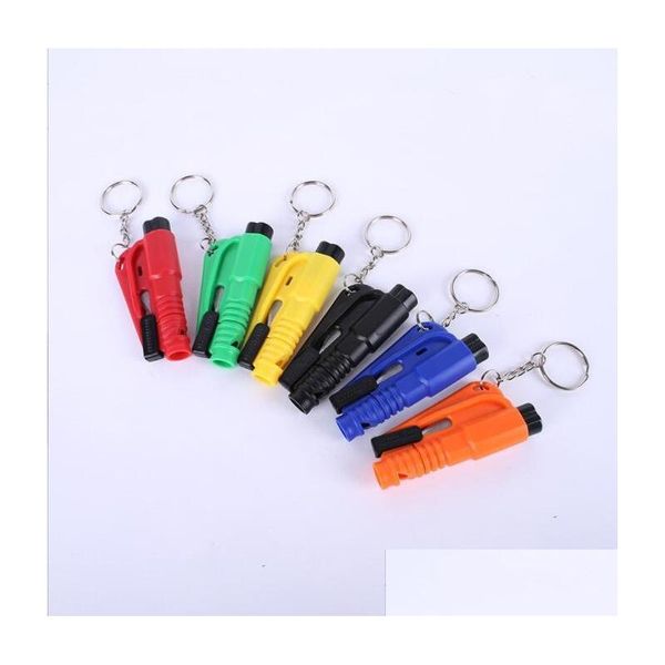 Keychains Lanyards Life Saving Hammer Key Chain Rings Portable Self Defense Emergency Rescue Car Accessories Seat Belt Window Brea Dhz83