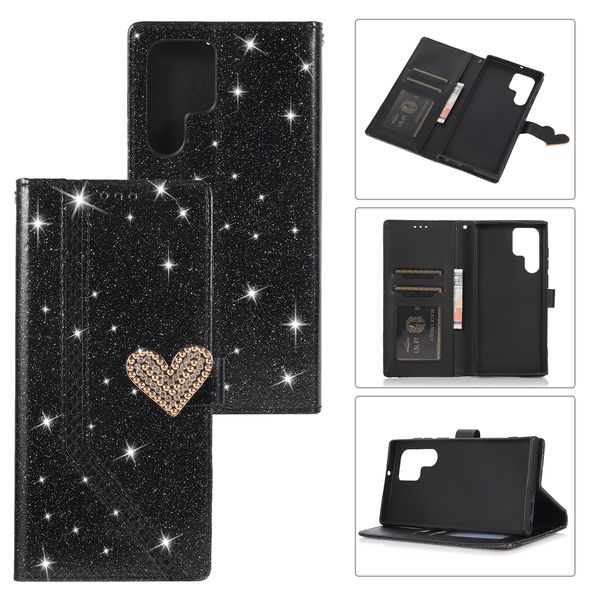 Case di telefono del portafoglio per Samsung Galaxy S22 S21 S20 Note20 Ultra Note10 Plus Shiny PU PE IN PE IN PEIP FLIP COVER COPERCHI