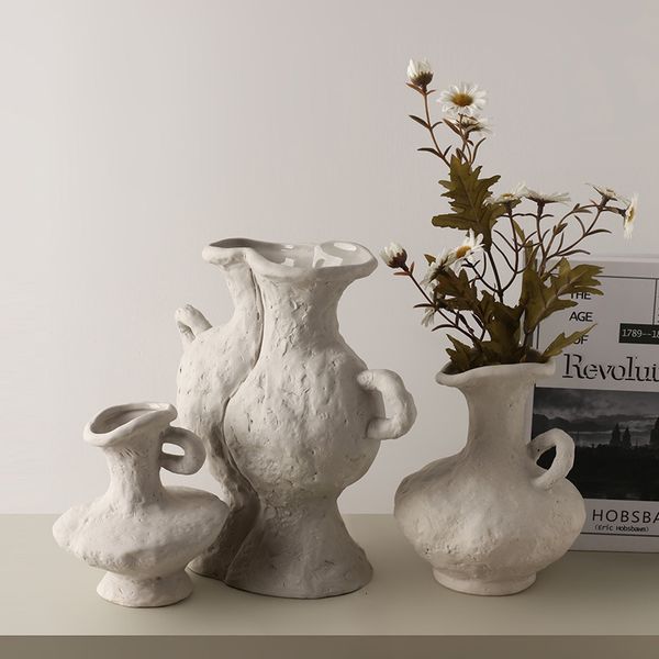 Vasi Vasi in ceramica bianca Idroponica Stile scandinavo Vaso da fiori semplice Accessori per la tavola Bagno Estetica Decorazioni per la camera Decorazione 221126