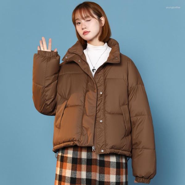 Женские женские женские коричневые куртки Parka Winter Short Overwear Fashion Leisure Duck Cotton Clothen Водонепроницаемый теплый женский рыба