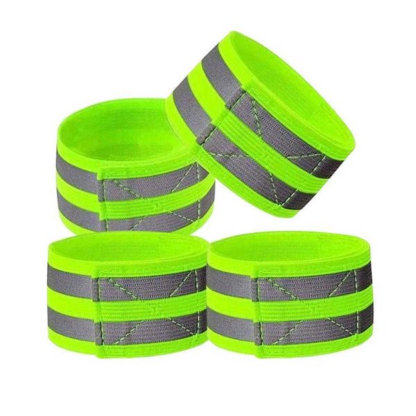 2PC Reflektierende Bänder Elastisches Armband Armband Knöchel Beingurt Sicherheitsreflektorband Riemen für Nachtjoggen Spazierengehen Radfahren