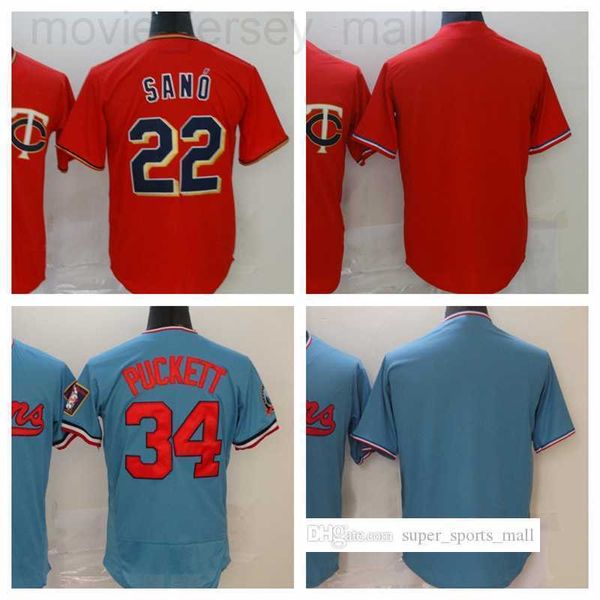 Miguel 22 Sano Baseball-Trikot Kirby 34 Puckett Blank 2022 genähte Trikots Herren Damen Jugend Größe S–XXXL