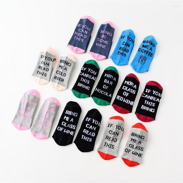 Meias masculinas Se você seriam Sock Men Women Funny Cotton English Words pode ler este presente de inverno de estilo de rua casual de rua