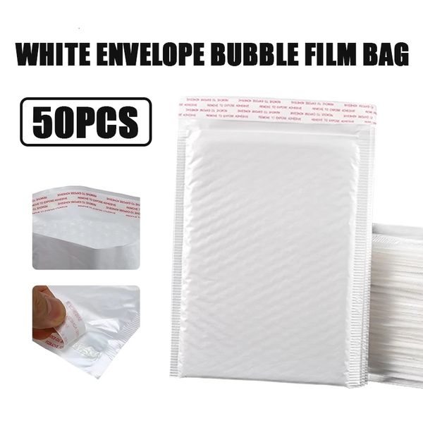 Sacchetti di posta 50PCS White Pearl Film Busta a bolle d'aria Imbottita impermeabile Mailing Self Seal Packaging Buble Mailers Bag 221128