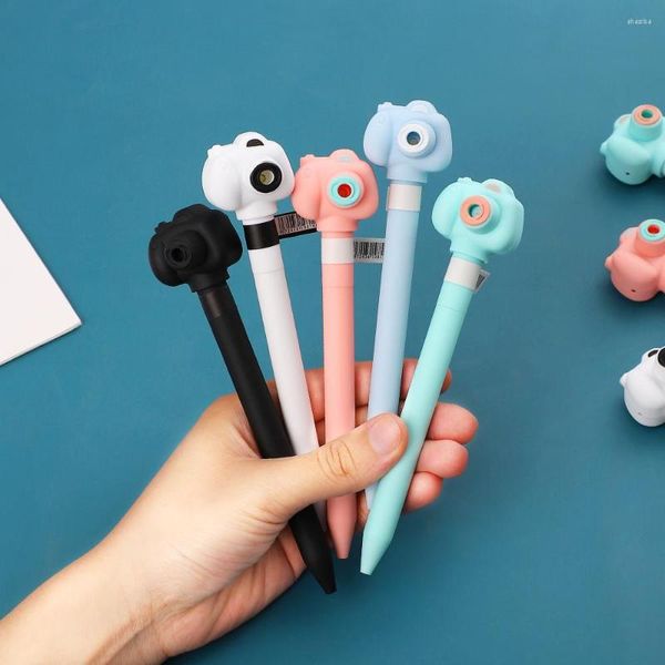 1 pz 0.5mm Creatività Penna Gel per fotocamera Suonerà e si illuminerà Carino Decompressione Rilassamento per Studenti di cancelleria Kawaii