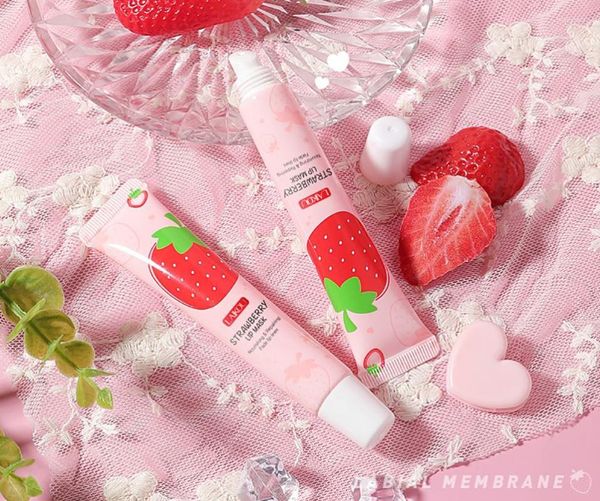 Lipgloss Erdbeere Feuchtigkeitsmaske Sleeping Reduce Line Essence Anti-Falten Blam Anti Aging Patch Gel Hautpflege