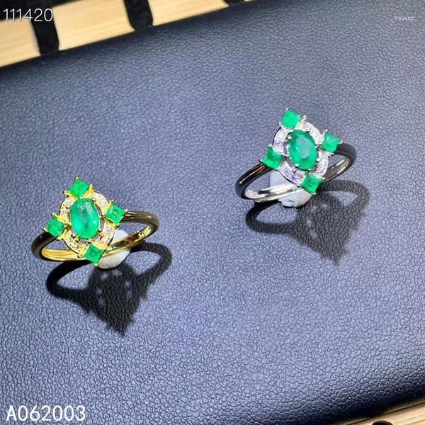 Rings de cluster Kjjeaxcmy jóias finas 925 Sterling Silver Inlaid Natural Gemstone Emerald feminino Miss Mulher Girl Ring Platinum Gold