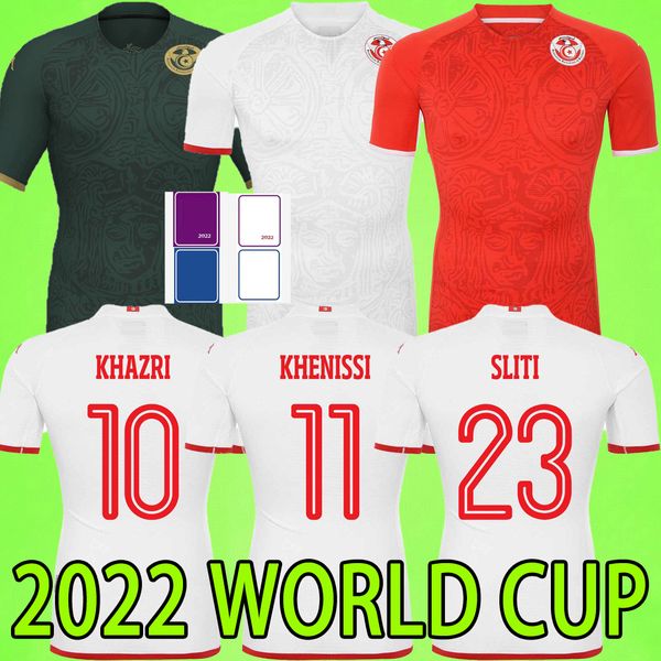 2022 Tunisia Soccer Jerseys National Team MSAKNI SKHIRI SLITI JEBALI KHAZRI KHENISSI 22 23 Home Away third Football Shirts Aldult men Uniforms 2023 kids kit red 2023