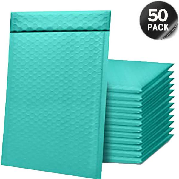 Sacos de correio 50pcs bolhas verdes Mailer envelopes poli -pilotos acolchoados para embalagem de presentes Bolsa self selo Pofing rosa branco e preto 221128