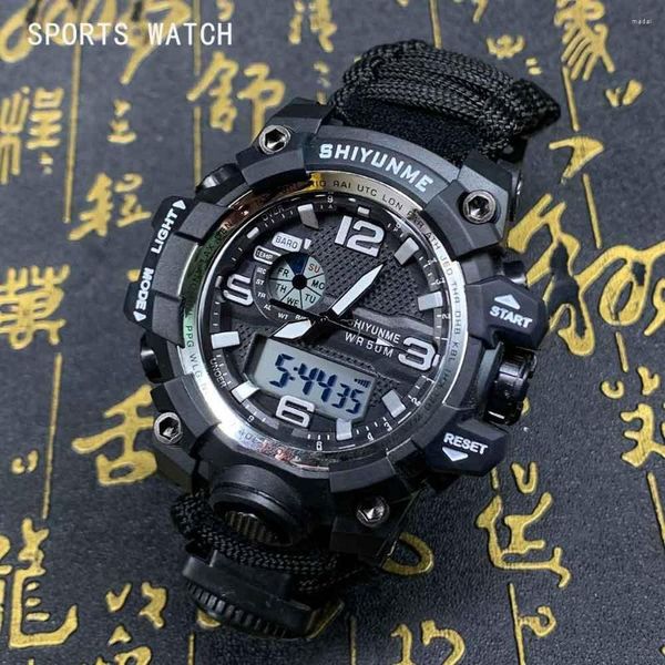 Armbanduhren SHIYUNME Männer Militär Sport Digitaluhren Kompass Outdoor Survival Thermometer 50M Wasserdichte Herrenuhr Relogio