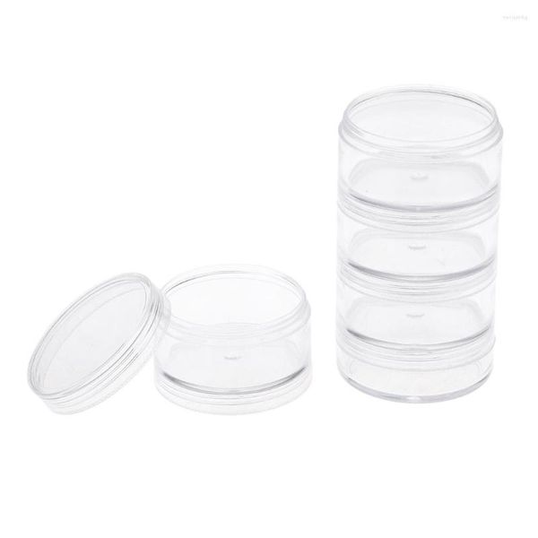 Garrafas de armazenamento recipientes de cosméticos plásticos transparentes de maquiagem limpa Jarra pequena de 5 camadas para contas artesanato Itens de descobertas itens