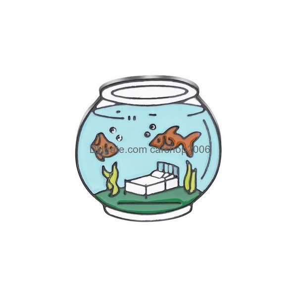 Pins Broschen Aquarium Broschen Für Frauen Cartoon Kreative Herz Emaille Anstecknadeln Lustige Liebe Schwimmbad Abzeichen Denim Hemd GIF Dhlzu