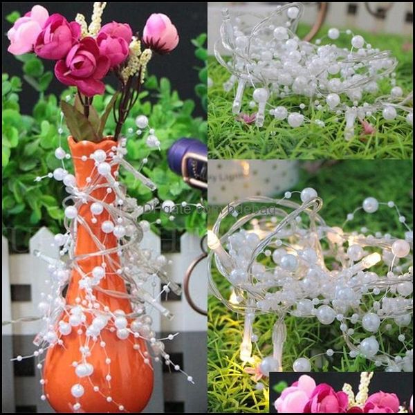 Decoração de festa White Pearl String Festival LED LED Snow Lâmpada de festa 10 luzes Decorativa plástico 11 4yf l2 entrega de gota dhiw1