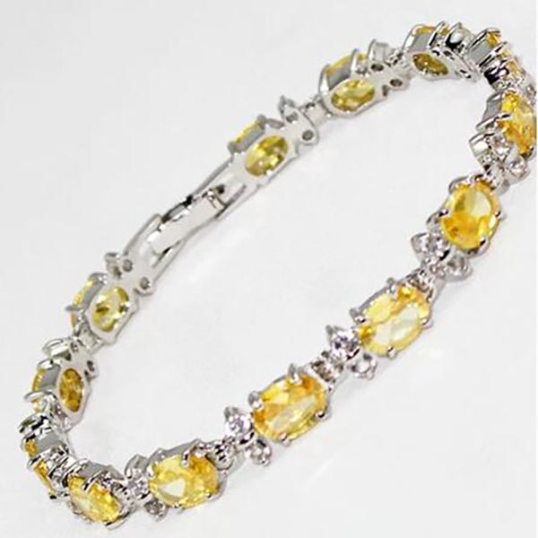 Nova pulseira de cristal de pedra amarela de jóias deslumbrantes 6x8mm GP
