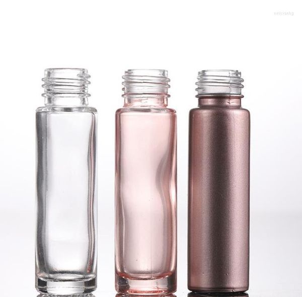 Bottiglie di stoccaggio Olio essenziale Usa rotolo rosa su rullo di vetro con sfera di pietre preziose di cristallo e cappuccio in oro rosa / all'ingrosso