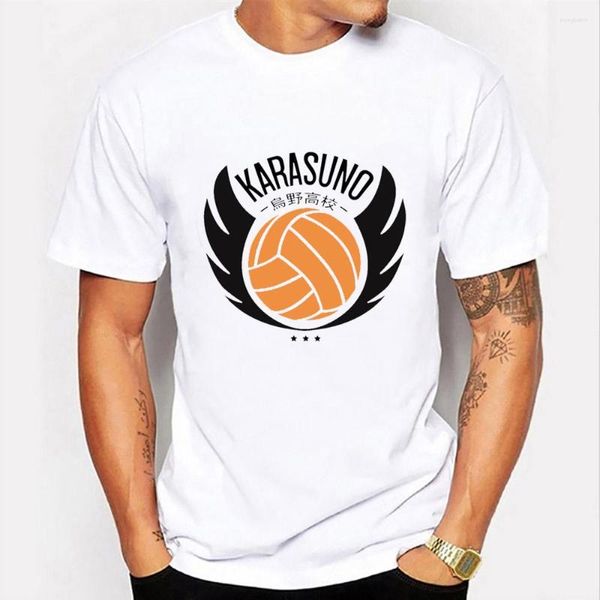 Camisetas masculinas haikyuu karasuno vôlei clube camisetas camisetas de verão masculino de tamanho curto camisetas de manga curta redonda no pescoço