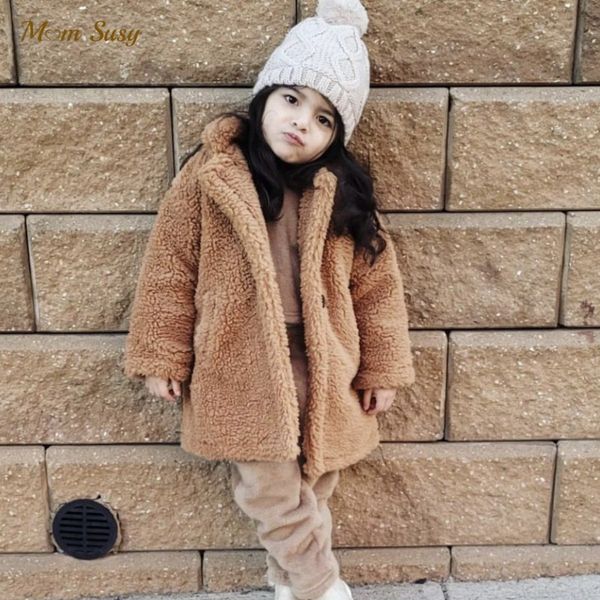 Mantel Mode Baby Mädchen Jungen Winter Jacke Fell Dickes Kind Warme Schafe Wie Lange Lose Kind Outwear Kleidung Hohe qualität 214Y 221125