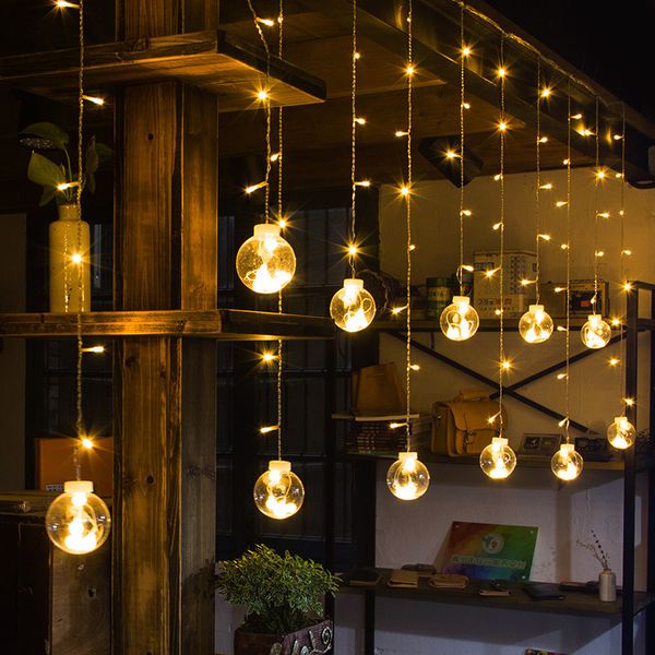 Noel Süslemeleri LED perdeler Ing Ball Stars Lighting Dekorasyon Odası Yatak Odası Düzeni Renkli Işıklar Yanıp String 221125