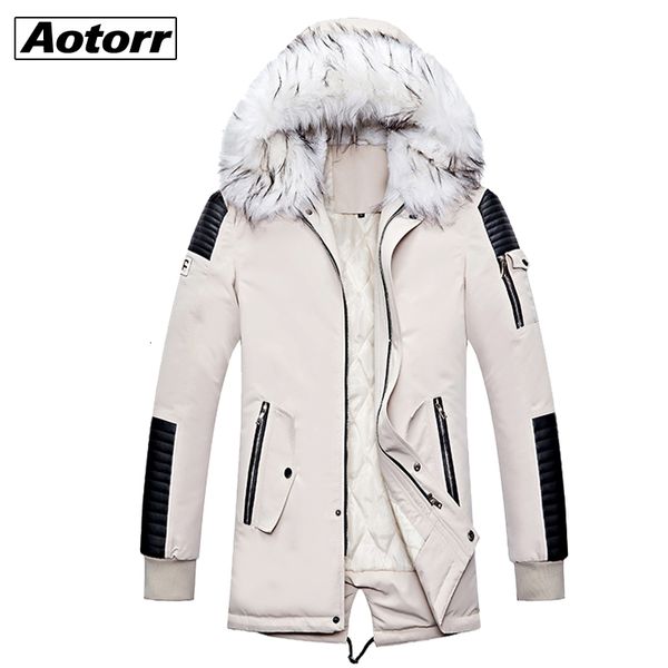 Herren Daunenparkas Winter Große Taschen Dicke Männer Winddicht Warmer Mantel Pelzkragen Mit Kapuze Alaska Jacken Männliche Schneejacke Mode Outwear 221128