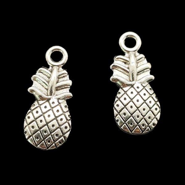 Bulk 100 pezzi pendenti con ananas per creazione di gioielli colore argento tibetano antico fai da te fatto a mano artigianale 20x9mm DH0343