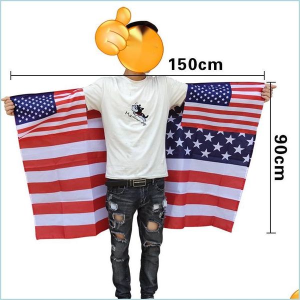 Banner Flags Rainbow Flag Shawl ABD Cape America Eşcinsel Gurur Bayrakları Festivali 90x150cm Parti Banner Dekorasyonları Malzemeler Damla Teslimat H DHN0S