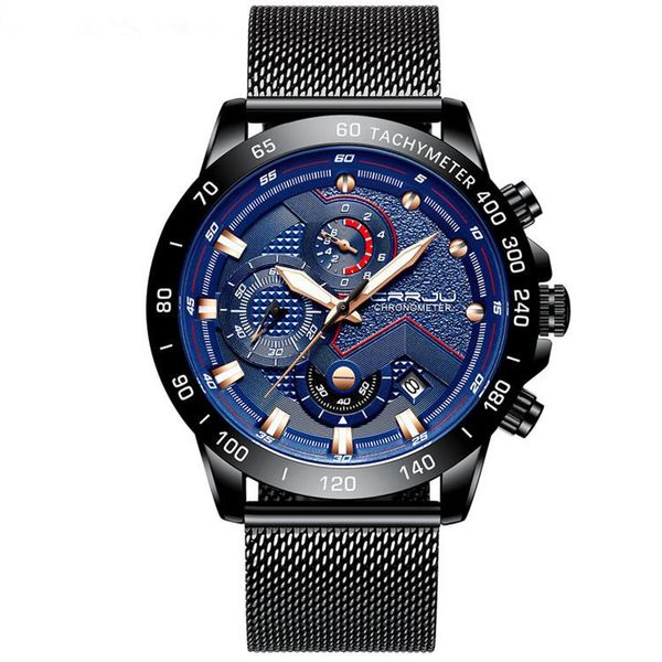 2022hot Seller Crrju Мужские спортивные часы модные многофункциональные шестипрофильные сетчатые ремешки Business Watch