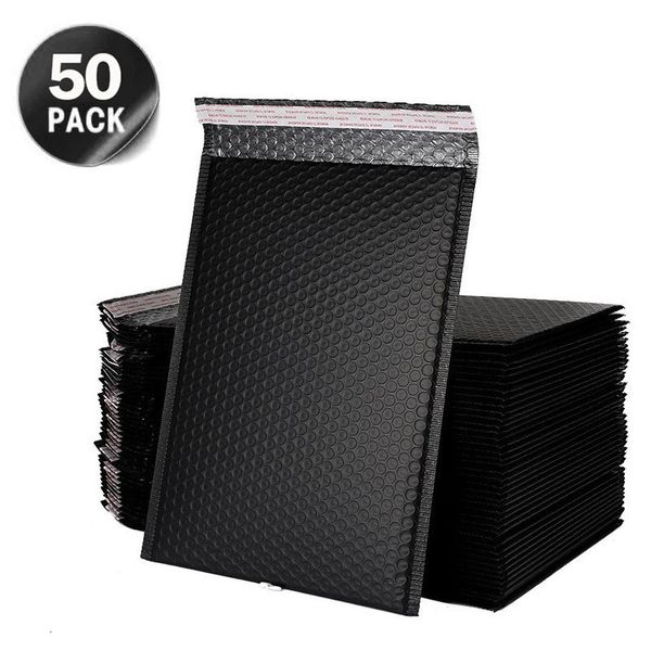 Sacos de correio 50pcs Mailer Poly Bubble acolchoado envelopes para embalagem de presentes Bolsa self SEAL Pofing preto branco e rosa 221128