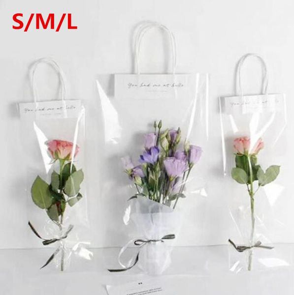 Bolsa transparente PVC Flor Packing Bag Gift Wrap Gift Bouquet embalagem